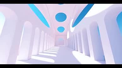 白色光影走廊动画素材视频的预览图